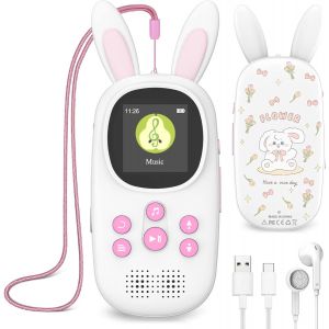 CHECARZHN--NO1-Lecteur Mp3 De 32 Go Pour Enfants, Avec Bluetooth, Lecteurs Mp3 Et Mp4 Avec Haut-Parleur, Radio Fm, Enregistrements, Alarme, Chronomètre, Supporte Jusqu'À 128 Go. - Neuf