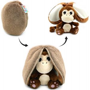 Les D&Eacute;GLINGOS Doudou Gadget Le Lapin/Carotte - Lapin Cache-Cache r&eacute;versible - Peluche Toute Douce pour b&eacute;b&eacute; - Id&eacute;es Cadeaux de NaissanceOrange et Blanc - Neuf