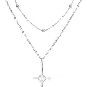 Collier Croix Invers&eacute;e Pour Femmes Pendentif Eglise De Satan Collier Croix Invers&eacute;e Gothique Satanique Croix L&eacute;viathan Bijoux Religieux Pentagramme Amulette - Neuf