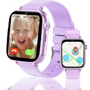4G Montre Connect&eacute;e Enfant, Montre Gps Enfant Tracker Avec Appel Vid&eacute;o Sim Chat Vocal Sos R&eacute;veil Jeux Mode Scolaire &Eacute;tanche Ip68, Montre Telephone Enfantcadeau Pour Filles Et Gar&ccedil;ons - Neuf