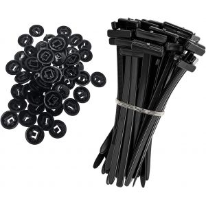 VornixorSarlshop-50 Pi&egrave;ces Attaches-c&acirc;bles Universelles en Nylon, Serre Cable, Robustes, Autobloquantes, R&eacute;sistantes aux UV, pour R&eacute;paration Automobile, Fixation Rapide et Trou - Neuf