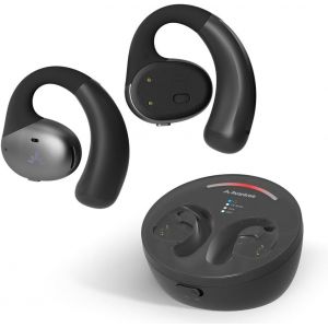 MEVRONISSHOP-Medley Pebble - Casque sans Fil Open-Ear pour &Eacute;couter la TV et la T&eacute;l&eacute;vision avec &Eacute;metteur Bluetooth et Station de Charge, &Eacute;couteurs pour Seniors avec Dialogue Clair - Neuf