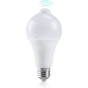 KAL-Lampe Led B22 E27 À Capteur De Mouvement Pir, Ampoule Intelligente De 12W 15W 18W, 220V, Du Crépuscule À L'Aube, Veilleuse Pour Escaliers, Porche Et Garage (E27 15W, Blanc Chaud) - Neuf