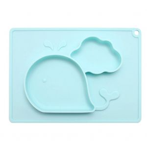 Assiettes Divisees En Silicone Pour Tout-Petits, Set De Table Anti-Chute Avec Ventouse Pour Enfants (Vert) - Neuf