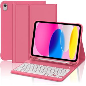 Clavier iPad (A16) 11&iquest;&iquest;me G&iquest;&iquest;n&iquest;&iquest;ration 11 Pouces 2025/iPad 10&iquest;&iquest;me G&iquest;&iquest;n&iquest;&iquest;ration 10.9&iexcl;&plusmn; 2022, Coque Clavier AZERTY sans Fil Bluetooth pour iPad 10eme/11eme avec Fonction de Ranger Le Stylet, Rose - Neuf