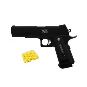 Pistolet &Agrave; Billes En M&eacute;tal 23 Cm Avec 18 Billes Incluses ? R&eacute;plique Ludique Robuste, Tir Coup Par Coup, Puissance 0,30 Joules - Neuf