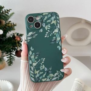 Brs-Fleurs Coque Pour Iphone 15 Pro Max Coque, Liquid Silicone Coque Protection Bumper Anti-Chocs Coque Cover Mignonne Fleur Housse Etui Souple Pour Iphone 15 Pro Max, Vert Foncé/Feuilles - Neuf