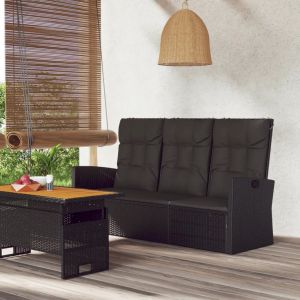 Prolenta Premium - Banc De Jardin Inclinable Et Coussins Noir 173cm R&eacute;sine Tress&eacute;e - Neuf