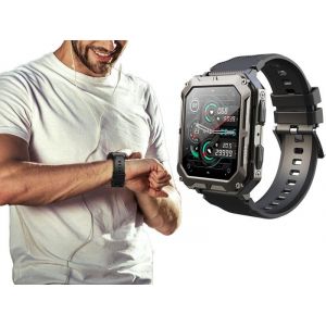 Montre Connect&eacute;e Militaire Bluetooth De 1,83 Pouce, Avec Suivi D'activit&eacute; - Noir - Neuf
