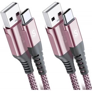 KAL-Sweguard Lot de 2 c&acirc;bles 2M USB C de Type C en Nylon pour Samsung Galaxy S10 S9 S8 Plus, Note10, Note9, M31, M30s, M20, A20e, A71, A51, A50, A40, A10e, A7, Mi9, Mi8, Redmi Note8 Pro LG G7. - Neuf