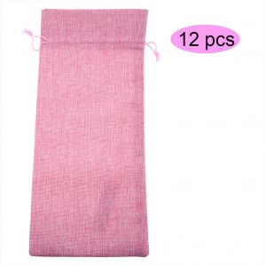 Hjlian Lot De 12 Sacs A Vin En Lin Avec Cordon De Serrage, Housse Decorative Pour Champagne (Rose) - Neuf