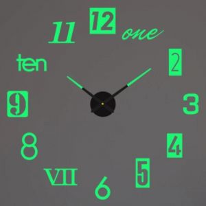 Horloge Murale 3D Shoous Sans Cadre, Horloge Numérique Bricolage, Autocollants Muraux, Horloge Silencieuse Pour La Maison, Le Salon, Le Bureau, La Décoration Murale.013 Luminous.2D 16 Inch (40Cm) - Neuf