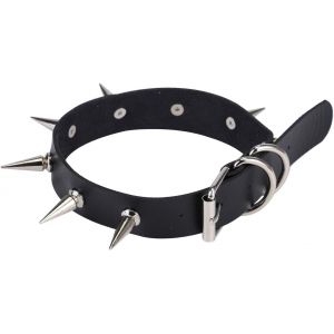 Kal-® Cosplay Et129 Collier En Cuir Synthétique Avec Clous Pointus Unisexe Gothique Punk Rock, Donna, Zamak, Pierre Artificielle - Neuf