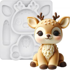 Moule &Agrave; Fondant En Silicone,Cerf,Animal Des Bois,D&eacute;coration De G&acirc;teau,3.3 Pouces De Haut - Neuf
