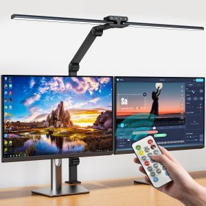 Lampe De Bureau Avec Télécommande,24w 80cm Double Tête,Grande Lampe Bureau Led Puissante,4 Luminosité & Températures,Lumiere Bureau Avec Pince Pour Design,Lecture,Dessin,Moniteur - Neuf