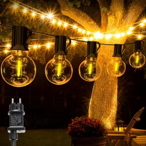 KAL-Guirlande Guinguette Exterieur 10M, 15+1 G40 Led Ampoules, Guirlande Lumineuse Exterieure Ip44 Imperméable Avec Prise, Basse Tension 24V Dimmable, Temporisé - Blanc Chaud Pour Jardin, Terrasse,Ma - Neuf