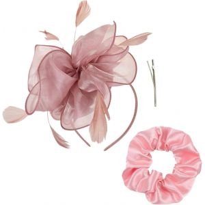 Kalvd-1 Bandeau Fleuri Et 1 Cravate Rose Pour Cheveux,Couvre-Chef Tea Party Pour Femmes,Couvre-Chef De Mariage &Eacute;l&eacute;gant,Couvre-Chef R&eacute;tro,Accessoires Vestimentaires - Neuf