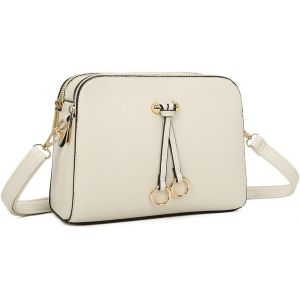 TIANYI-- Petit Sac Bandoulière Femme Sac à Main Chaîne Argentée Porté Epaule Besace Sacoche Messenger Téléphone Cuir PU Rigide Fourre Tout Ville Voyage Shopping Mode Chic (BEIGE) - Neuf