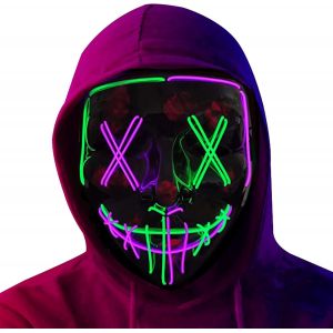Masque D'horreur Led,Halloween Masque,Purge Avec Des Effets De Lumi&egrave;re 3x,Contr&ocirc;lables,Pour La D&eacute;coration De Costumes De F&ecirc;te De Carnaval,Cosplay,D&eacute;corations De F&ecirc;te - Neuf
