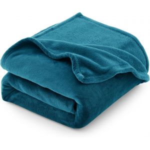 Ulteronixshop-Plaid Couverture Polaire en Flanelle 260 g/m&sup2;, Couverture lit Jete de Canape 2 Personnes, Jet&eacute; de Canap&eacute; 150x200 cm, Grand Canap&eacute; Chaud et Doux - Bleu Canard - Neuf