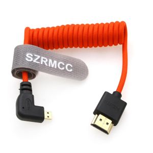 ERYI-8K 2.1 Micro Hdmi Angle Gauche Vers Hdmi Câble Tressé Spiralé Haute Vitesse Pour Go-Pro Hero 3/4 Canon Eos M5 Sony A6000 A7Iii Rx10 Nikon B500 Z6 Raspberry Pi 4 Atomos Ninja 2 Monitor - Neuf