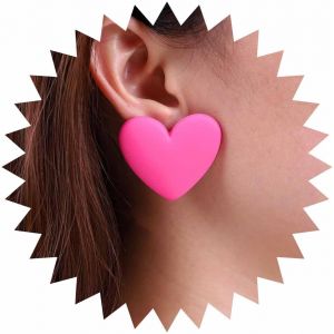 Kal-Boucles D'oreilles Coeur Rouge En Acrylique Boucles D'oreilles Pendantes Coeur Rouge En Résine Boucles D'oreilles Coeur En Acrylique Boucles D'oreilles Coeur Couleur Bonbon Bijoux Pour - Neuf