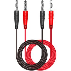 2Pcs P1041 4mm fiche Banane &agrave; fiche Banane multim&egrave;tre c&acirc;ble de Test &eacute;lectronique rallonge de Test-Rouge + Noir - Neuf