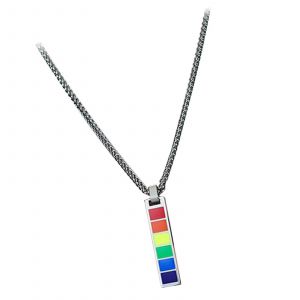 Chic Lesbienne Gay Lgbt Paix Arc-En-Ciel Pendentif Collier Cha&icirc;ne Cadeau Couleur Acier - Neuf