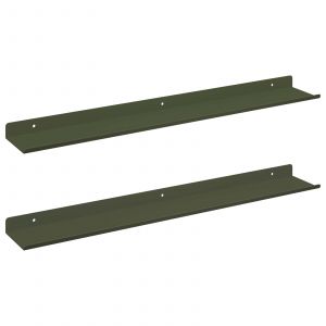 vidaXL &Eacute;tag&egrave;re Murale avec &eacute;tag&egrave;re 2 pcs Vert olive 60 x 9 x 2,5 cm - Neuf