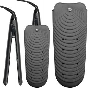 KAL-Pochette En Silicone Résistante À La Chaleur Pour Fer À Lisser, Housse De Coussin De Voyage Antidérapante Pour Fer À Boucler Et Fer Plat, Support De Tapis Chauffant Portable Pour Fer À Boucler Et - Neuf