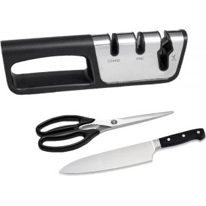 Aiguiseur Couteaux Professionnel Manuel, 3 En 1 Couteaux Et Ciseaux Aiguiseur, 2025-Upgrade, Affuteur De Couteaux, Eguiseur De Couteau, Ergonomique, Knife Sharpener Pour Couteaux De Cuisine - Neuf