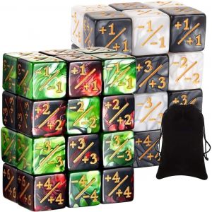 Chenquansarl-48 Pièces Compteur De Dés D6 Dice Dés De Fidélité Dés De Jeton De Cube Compteur De Fidélité Compatible Avec Mtg Ccg Accessoire De Jeu De Cartes Avec Sac De Rangement (Vert, Rouge, Blanc, - Neuf