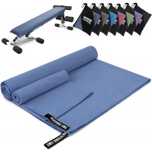 Serviette Microfibre Lot De 2,160x80cm Serviette Sport Musculation + 80x40cm Serviette Voyage,Séchage Rapide,Pour Le Fitness,Piscine,Sauna,Plage,Voyages(Bleu Marine) - Neuf