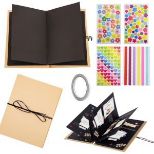 Album Photo Scrapbooking Personnalisable, Livre Photo, Carnet Scrapbook Noir, Album Photo Personnalisé, DIY Livre Scrapbooking pour Bébé, Famille, Fête des Mères, Saint Valentin, Anniversaire - Neuf