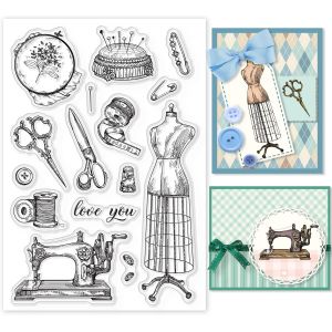 Tianyi-Vintage Couture Tampons Transparents Outils De Couture Rétro Jupes Mouchoir Silicone Transparent Timbre Sceaux Pour La Fabrication De Cartes Diy Scrapbooking Journal Album Décoration - Neuf
