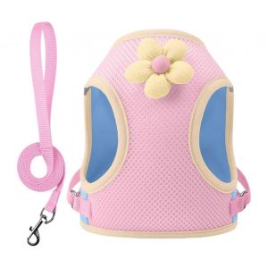 Harnais Reflechissant Pour Chiot, Gilet Pour Chaton, Sangles Souples Et Respirantes, Motif Dessin Anime, Reglable, 23 Cm, Rose, Taille M - Neuf