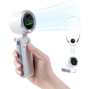 Ventilateur portable turbo portable, 3600mAh, Ventilateur aliment&eacute; par batterie avec affichage LED, Mini ventilateur portable, r&eacute;glable &agrave; 180&deg;, 5 vitesses, - Neuf