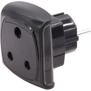South Africa 3 Pin Adapter,Large Type M Connector (Not for Indian Type D 3 Pin Plug) Converted to EU 2 Pin Plug with Security Shutter 1 Piece Black - Neuf