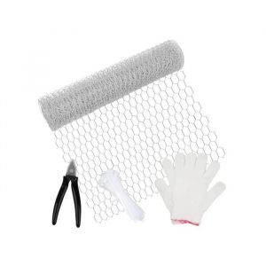 Grillage Hexagonal Galvanis&eacute; 13mm Kit Complet 40cm X 6m Avec Pince Gants Et Attaches Pour Cl&ocirc;ture Jardin Et Animaux - Antirouille - Neuf