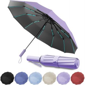 Parapluie Pliant Automatique,Parapluie Anti Vent,Parapluie Pliant R&eacute;sistant Au Vent, Parapluie Automatique Compact Coupe-Vent Avec 60 Baleines Pour Les Hommes Et Les Femmes - Neuf