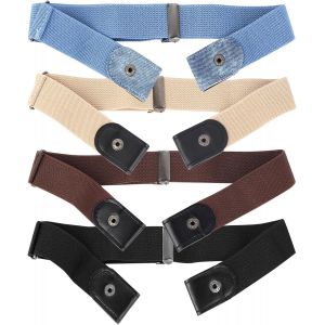 Cauc-4 Pcsceinture Sans Boucle Homme Femme, Ceinture Elastique Femme Homme, Ceinture Sans Boucle &Eacute;lastique Invisible Unisexe R&eacute;glable Pour Robe Jeans Pantalon(4 Couleurs) - Neuf