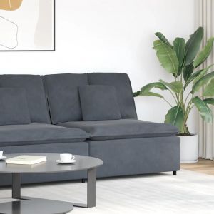 Module Central De Canapé Modulaire Coussins Gris Foncé 100 Cm - Neuf