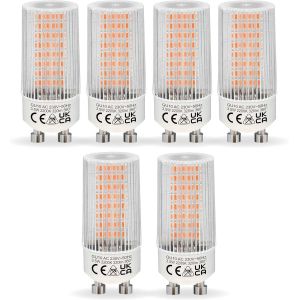 Kal-Ampoules Led Gu10 3,5w Équivalentes À 40w Halogène, Blanc Chaud 2200k 320 Lumens Ac 230v, Forme T22 Cylindrique Transparente, Angle De Faisceau Large À 360° Non Dimmables, Lot De 6 - Neuf