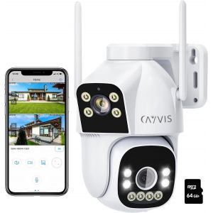 2Mp Camera Surveillance Wifi Extérieur, 2.4Ghz 5Ghz Ptz 1080P Caméra Ip Extérieure Avec Double Objectif, Vision Nocturne Couleur, Détection Humaine, Audio Bidirectionnel,Ip66 (Hd) - Neuf