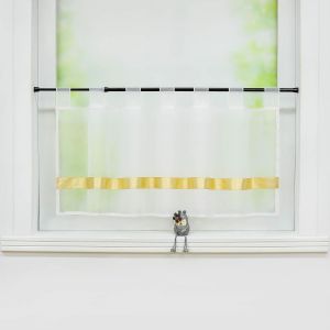 Kal-Julie 1 Pi&egrave;ce Rideau Brise-Bise Avec Ruban Color&eacute; En Satin &Agrave; Passants Passe Tringle En Polyester D&eacute;coration De Fen&ecirc;tre Pour Salon Chambre Cuisine Sable Hxl 60x120cm - Neuf