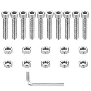 10 Pcs Vis M10 Boulons et Écrous, Vis à Tête Cylindrique à Six Pans Creux, Vis et Écrous, Vis à Six Pans Creux, Boulons à Tête Hexagonale, Vis à Métaux en Acier Inoxydable (M10x60mm) - Neuf