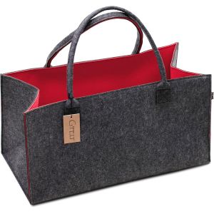 Sjzg-Premium Sac En Feutre Sac De Courses De Haute Qualit&eacute; Petit Sac De Loisirs Sac De Bain Panier &Agrave; Journaux Panier En Feutre Panier De Courses Et Sac &Agrave; B&ucirc;ches Feutrine Grau (Anthrazit) Rot - Neuf