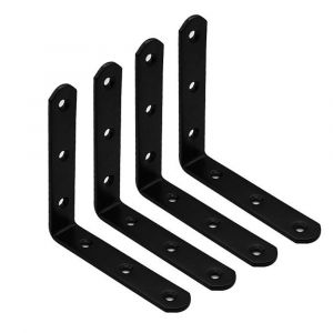 4pcs Étagère Murale Support Mural Étagère De Support En Forme De L Support De L'étrier De Fixation Pour Étagère Décor De Cuisine, De Chambre À Coucher Meubles Suspendus Armoire 100x100x20x3mm Noir - Neuf
