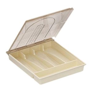 Organisateur avec couvercle,boîte de rangement pour couverts et couverts en plastique,D - Neuf