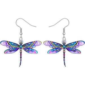 Kal-Acrylique Fleur Libellule Boucles D'oreilles Pendentif Cadeaux Femme Insecte Libellule Boucles D'oreilles Printemps Été Bijoux - Neuf
